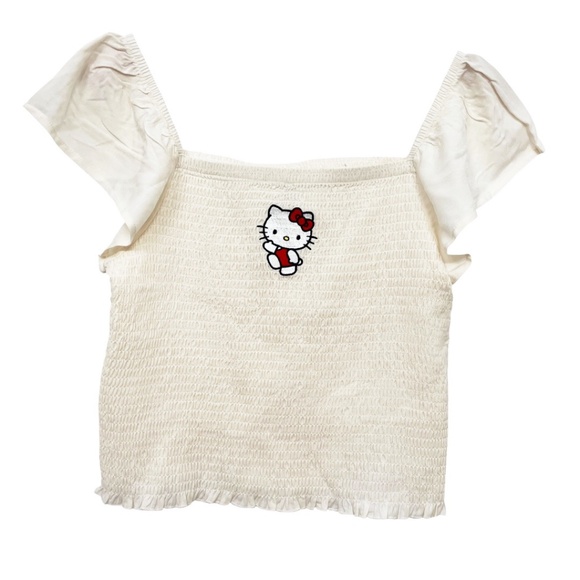 NWOT Hello Kitty Smocked Cropped Tank Top Medium - Picture 1 of 9